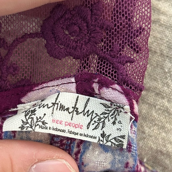 Free People Intimately Floral Deep Purple Lace Midi Flowy Dress Small Coquette - Picture 3 of 12